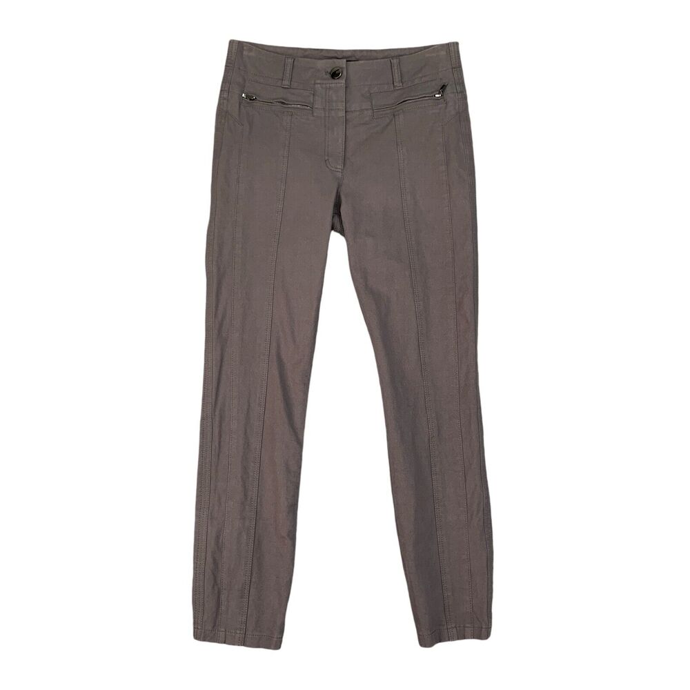 Escada Pants Womens 32 Gray Stretch Skinny Ankle Zipper Pocket Zip Fly Trousers